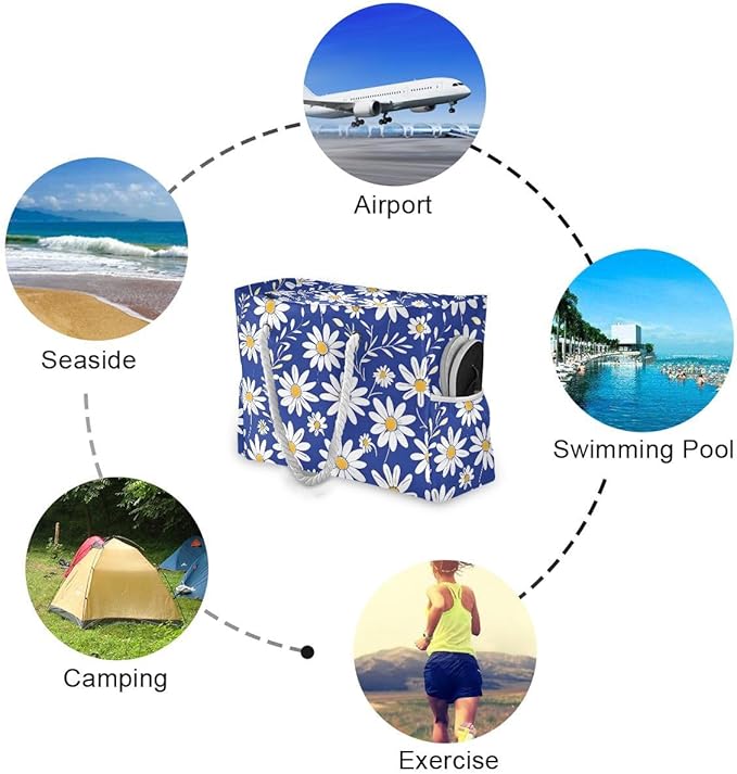 senya Large Beach Shoulder Bags Canvas Tote Water Resistant for Gym Travel Daily