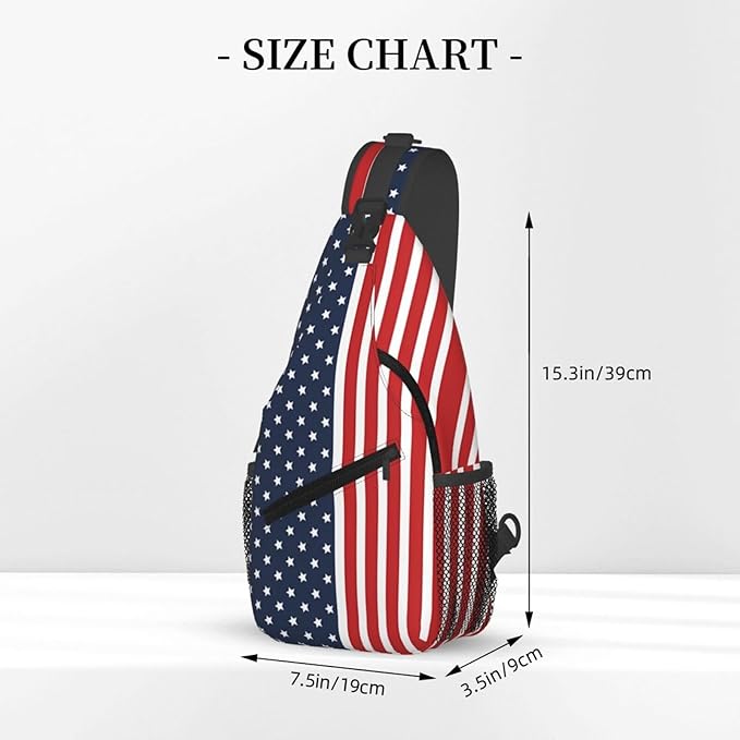 QFXUYNG USA Flag Adult Sling Bag Unisex Chest Bags Crossbody Backpack Casual Daypacks Shoulder Bag for Women Men Cycling Hiking Travel