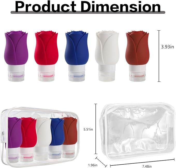 5 Pack Travel Bottles for Toiletries, TSA Approved 3oz Portable Travel Containers for Toiletries, Leak Proof Travel Tubs Refillable Liquid Travel Accessories for Shampoo Conditioner Lotion Body Wash