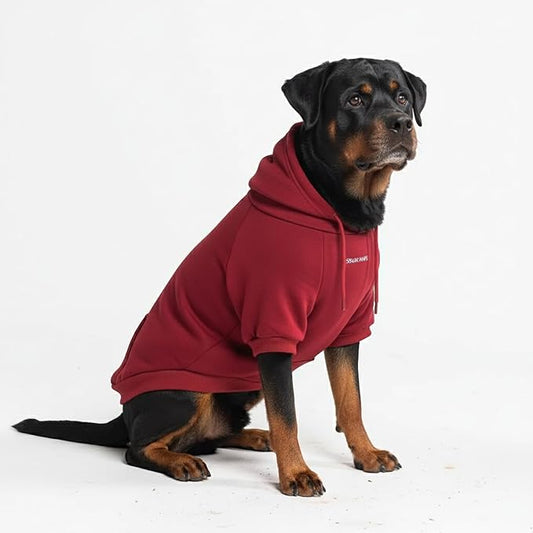 Spark Paws Dog Hoodie – Premium Dog Sweater for Small, Medium, and Large Dogs | Warm Outfits for French Bulldogs, Pitbull, Puppy, Winter Jacket Alternative - Burgundy - 5XL