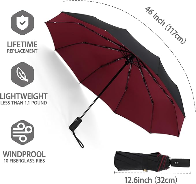 Windproof Travel Umbrella - Automatic, Compact, Windproof