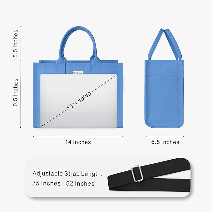 TOPDesign Heavy-Duty Canvas Tote Bag for Women, Adjustable Crossbody/Shoulder Handbag with 9 Pockets, Everything Tote
