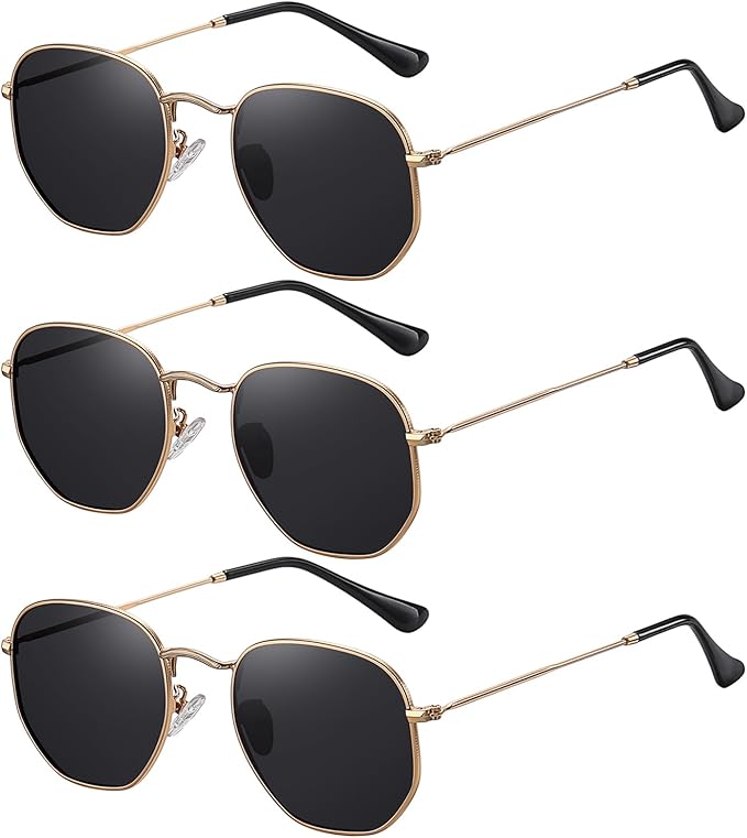 MEETSUN Polarized Hexagon Sunglasses for Women Men Polygon Square Sun Glasses UV400 Protection Metal Frame