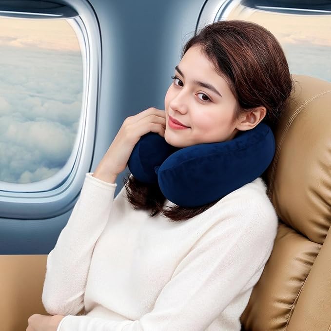 Hump Ultra-Soft Travel Pillow, High-end Memory Foam Neck Pillow, Double Support for Neck, Head and Chin, 360° Ergonomic Design Full Neck wrap Pillow, Suitable for Office, Airplane and car