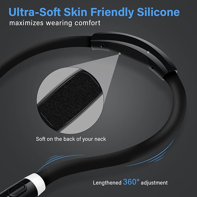 Vekkia Rechargeable LED Neck Reading Light, Book Lights for Reading in Bed, 3 Brightness Levels, Flexible Soft Silicone Arms Comfortable Wear, Long Lasting. Great for Readers, Craft & Knitting,Black