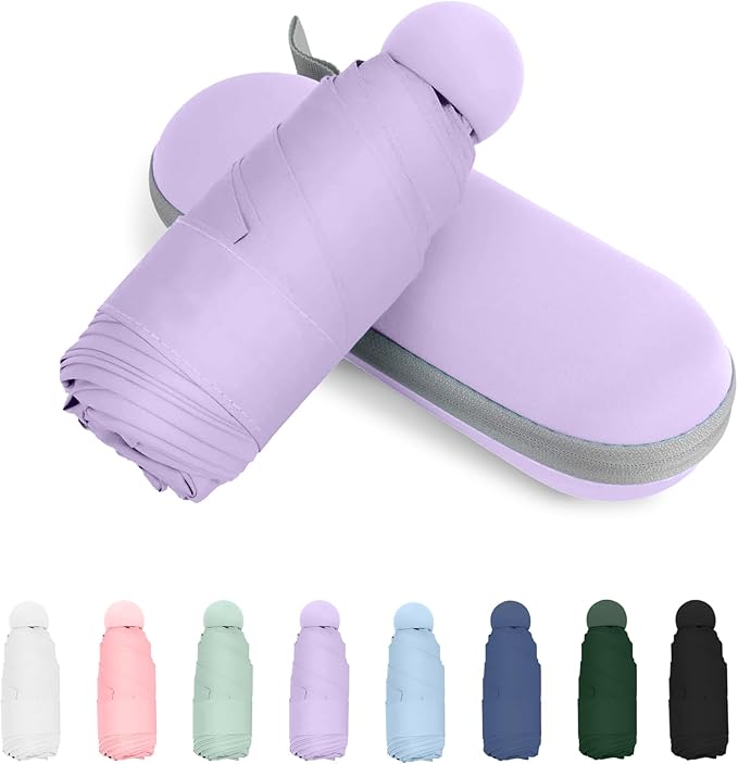 Compact Travel Umbrella, Small Pocket Mini Umbrella for Purse Wallet, UV Sun Rain Umbrellas for Backpack, Portable Folding Umbrellas for Women Kids