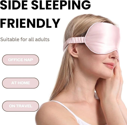 Silk Satin Sleeping Eye Mask, Pink Sleep Eye Mask Night Blindfold for Women and Men, Soft Breathable Blackout Eyeshade Eye Cover for Travel, Wedding Bridesmaid Gift