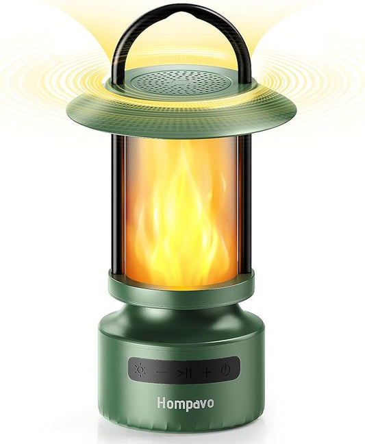 Hompavo Gen2 Outdoor Bluetooth Speakers with Flame Light, 13-Color/3-Mode, HD Stereo Sound, Wireless Stereo Pairing, IP65 Waterproof Lantern for Patio Garden Party Camping, Gifts for Men Birthday