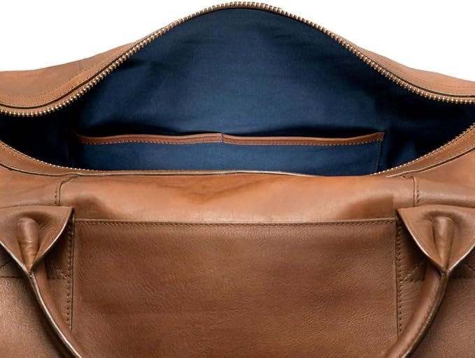 Full Grain Leather Duffle Bag – 25L Travel, Gym & Carry-On Weekender for Men | Handcrafted Overnight Bag with Brass Hardware, Vintage Style