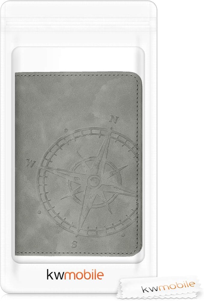 kwmobile Registration and Insurance Holder - Car Document Holder for Vehicle Documents and Cards - PU Leather with Design - Grey