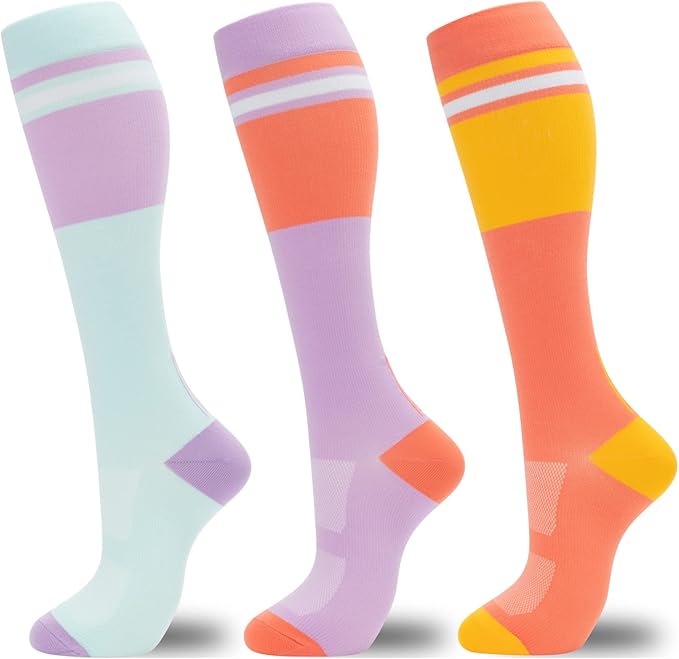 fenglaoda Compression Socks for Women Men 3 Pairs Graduated Compression Support Circulation Socks for Nurses