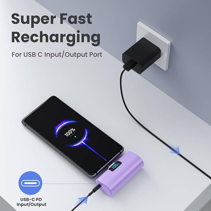 Mini Portable Charger for iPhone 17/16,Upgraded 5500mAh PD USB C Power Bank,Travel Essentials Pocket Phone Charger Battery Pack for iPhone 17/17 Pro Max/16/16 Pro/15 Series,Samsung Galaxy Android etc