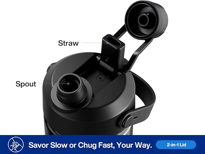 POWCAN 26 oz Insulated Water Bottle with 2-in-1 Straw and Spout Lid, Keep Cold 24H, Leak-Proof, Fits in Car Cup Holder, Stainless Steel Water Bottle for Sports, Trip, Gym, and School (Twilight Night)