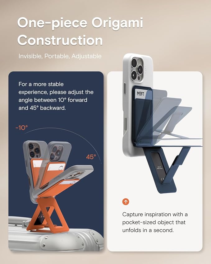 MOFT Phone Tripod Wallet for iPhone, Mulit-Angles, Lightweight & Portable Phone Stand, MOVAS Vegan Leather Magnetic Wallet, Strong Magnets, NFC Card Holder, Misty Cove (with Card Slot)