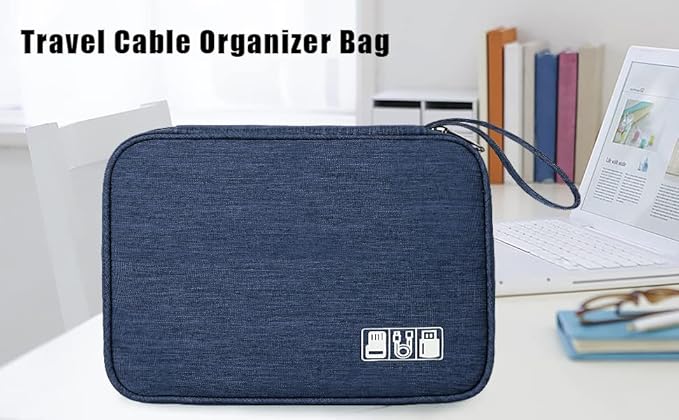 Electronic Organizer Travel Universal Cable Organizer Electronics Accessories Bag for Cable, Charger, Phone, USB, SD Card,1Pack