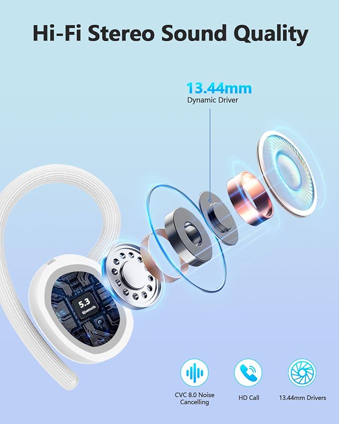 Ear buds Wireless Bluetooth Earbuds Sport 2025 NEW Bluetooth 5.3 Headphones 128H Playtime with LED Display Powerful Bass Over Ear Earphones with Earhooks IP7 Waterproof for Gym/Running/Workout