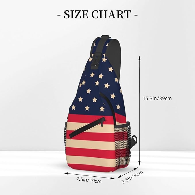 GJXFLSY Vintage America Flag Sling Backpack Crossbody Bag Casual Chest Bags Travel Hiking Daypack Shoulder Bag for Women Men