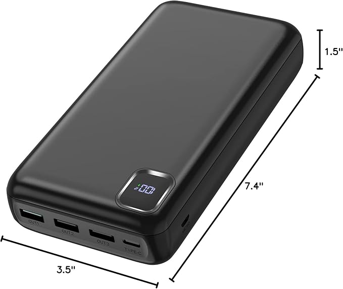 Portable Charger Power Bank 50000mAh Powerbank PD 30W and QC 4.0 Fast Charging External Battery Pack with USB-C LED 4 Outputs & 2 Inputs Portable Charging for iPhone 15 14 13 pro, Samsung