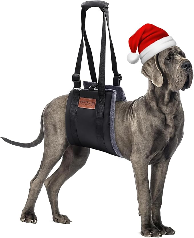 S-ETOVUS Dog Sling for Large Dogs Hind Leg Support, Magic Tape Dog Lift Harness, Soft Dog Support Harness for Back Legs, Hip Support Harness to Help Senior, Injured, Disabled and After ACL Surgery