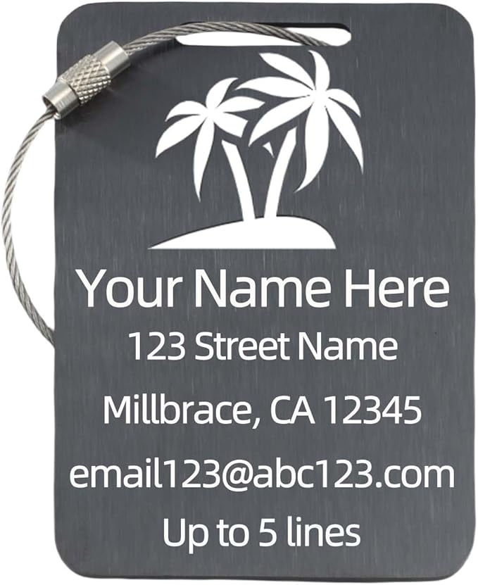 Sturdy and Durable Personalized Luggage Tags for Suitcases,Cruise Essentials Travel Tags for Luggage,Travel Bag Labels,Heavy-Duty Stainless Steel Black Rectangular Vertical Suitcases Tags