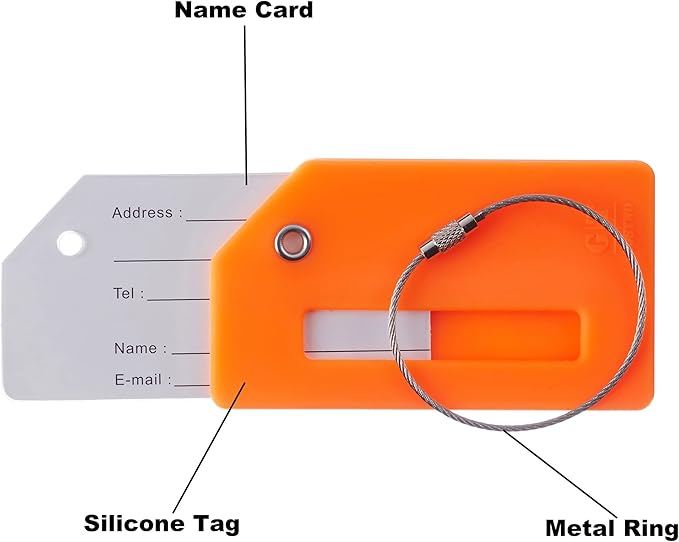 Gostwo 2 Pack Silicone Luggage Tags for Suitcases, 26 Initial Letter Baggage Labels Handbag School Bag Suitcase Instrument Tag with Stainless Steel Loop(Orange)(Letter X)