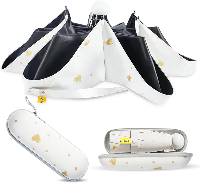 Compact Travel Umbrella - Mini Manual Umbrella for Purse, Windproof & UPF 50+ Sun & Rain Protection, Lightweight Portable Folding with Case for Women, Men，Kids