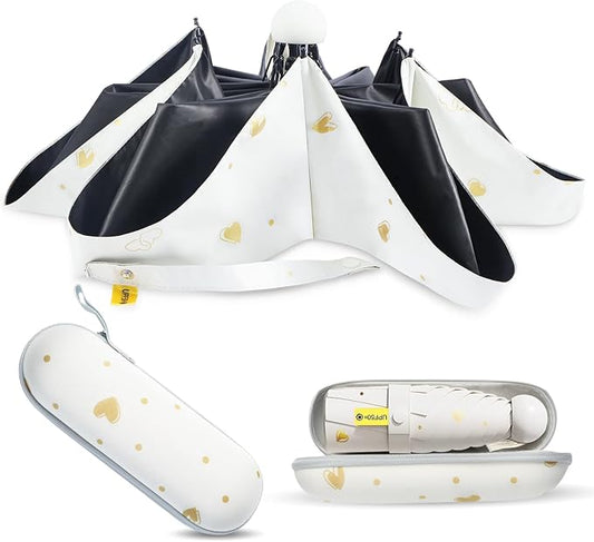 Compact Travel Umbrella - Mini Manual Umbrella for Purse, Windproof & UPF 50+ Sun & Rain Protection, Lightweight Portable Folding with Case for Women, Men，Kids