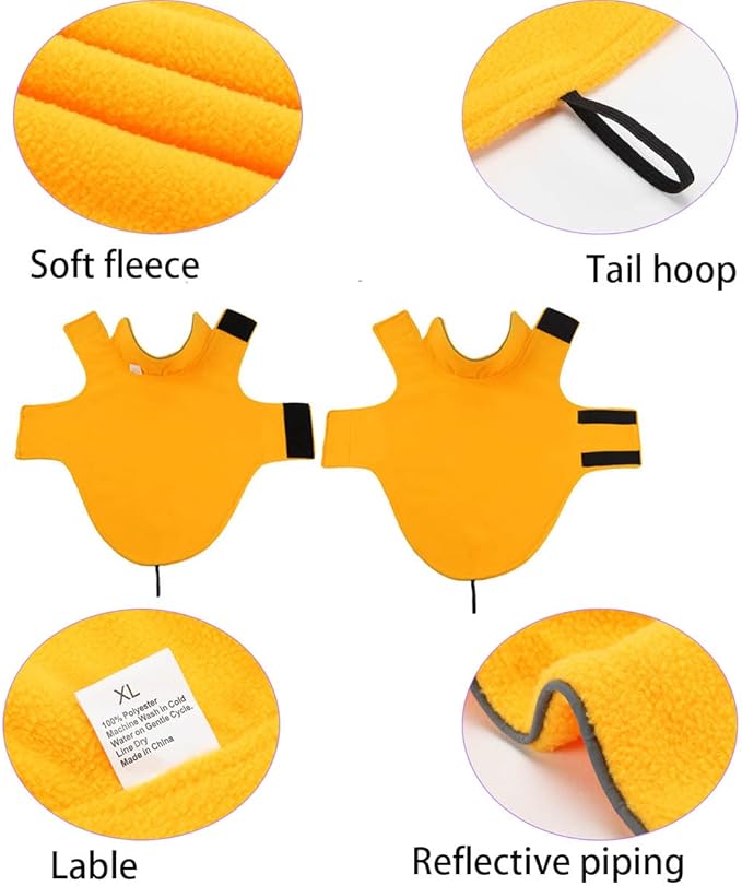 Fleece Dog Coat Pet Jacket Reflective for Cold Weather for Extra Large to Small Pets(Yellow,XL)