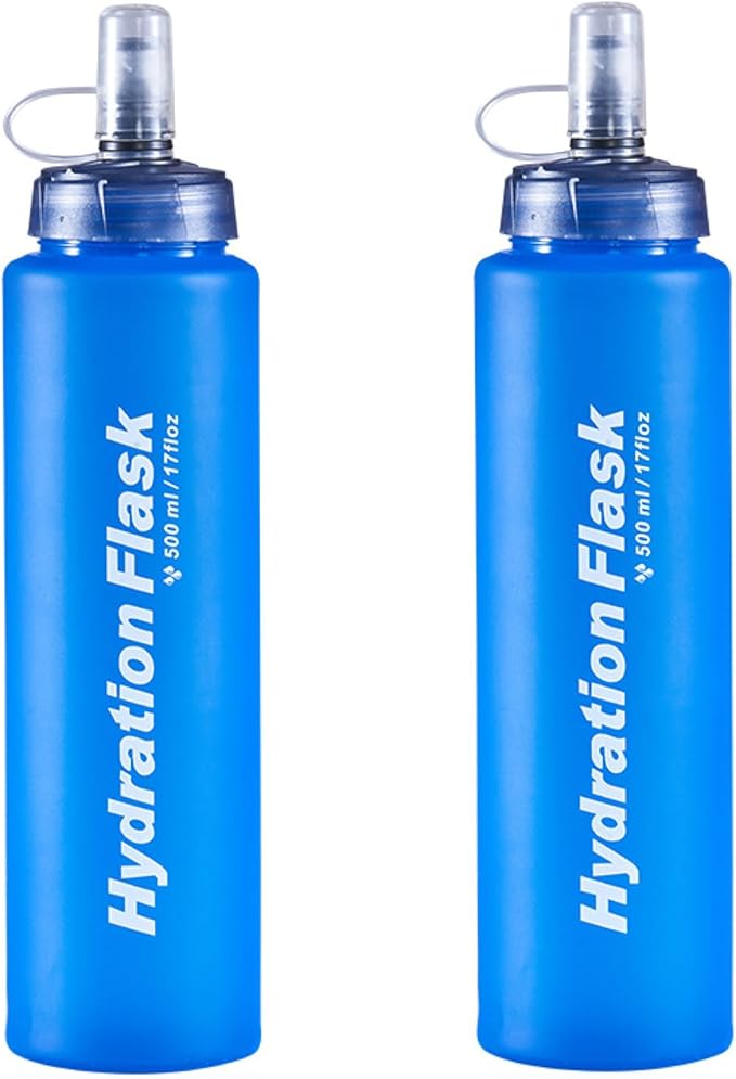 Azarxis TPU Soft Flask Collapsible Water Bottles BPA-Free 250ml 350ml 500ml 600ml for Hydration Vest Pack Running Hiking Cycling Climbing