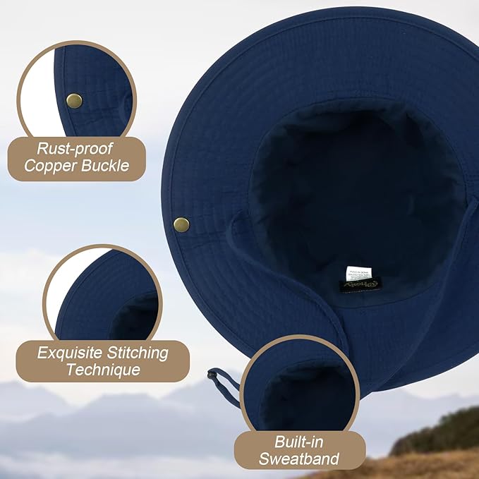 Bucket Hat Wide Brim UV Protection Sun Hat Boonie Hats Fishing Hiking Safari Outdoor Hats for Men and Women