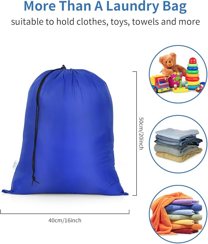 OTraki 2 Pack Small Laundry Bag 16x20 Inch Drawstring Laundry Wash Bag Dirty Clothes Laundry Sacks Organizer Machine Washable Delicate Bag for Travel Camp Blue
