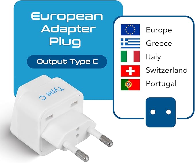 Ceptics European Travel Plug Adapter (Type C), Universal to European EU, Power Charge your Electronics in Italy, Greece, Germany, Outlet Adaptor 3 Pack