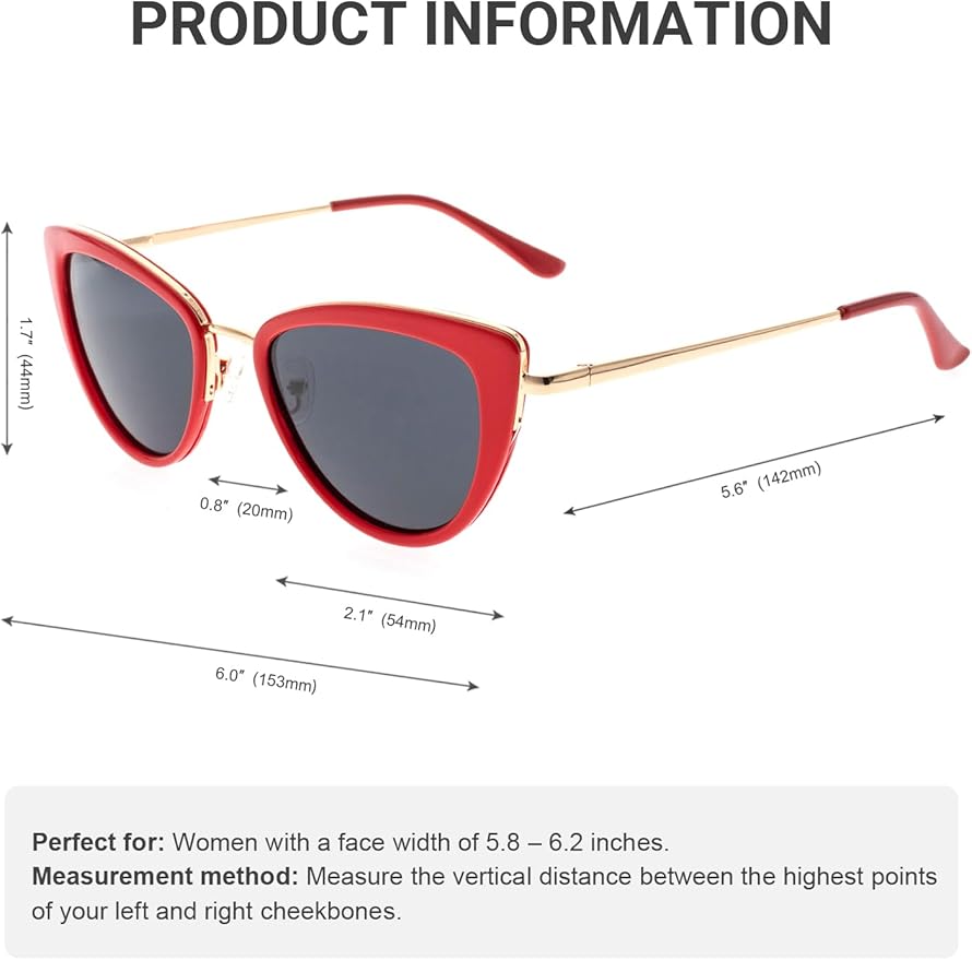 FAA'N Retro Big Frame Cat Eye Polarized Sunglasses Women with Spring Hinge