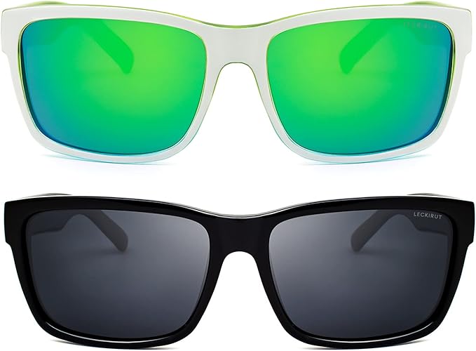 LECKIRUT Vintage Polarized Sunglasses for Men Women Retro Oversized Square Mirror Sun Glasses