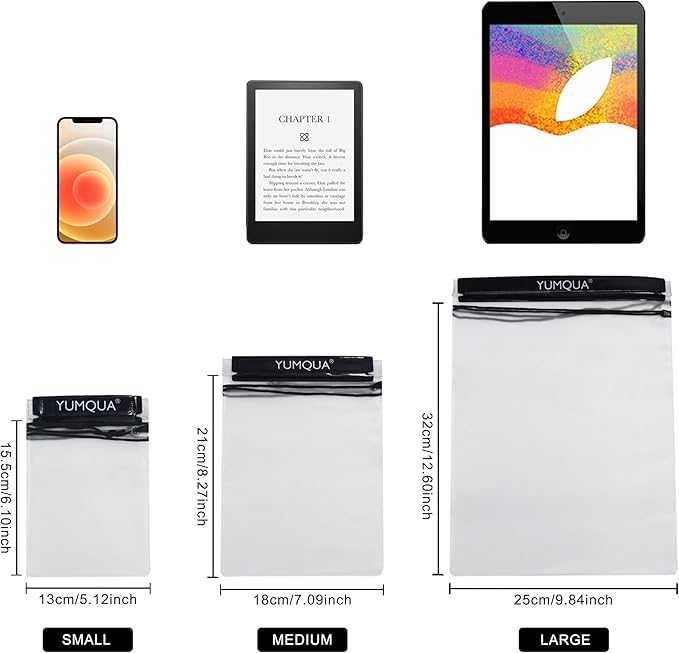 YUMQUA Clear Waterproof Bags, Water Tight Cases Pouch Dry Bags for Camera Mobile Phone Maps Pouch Kayak Military Boating Document Holder