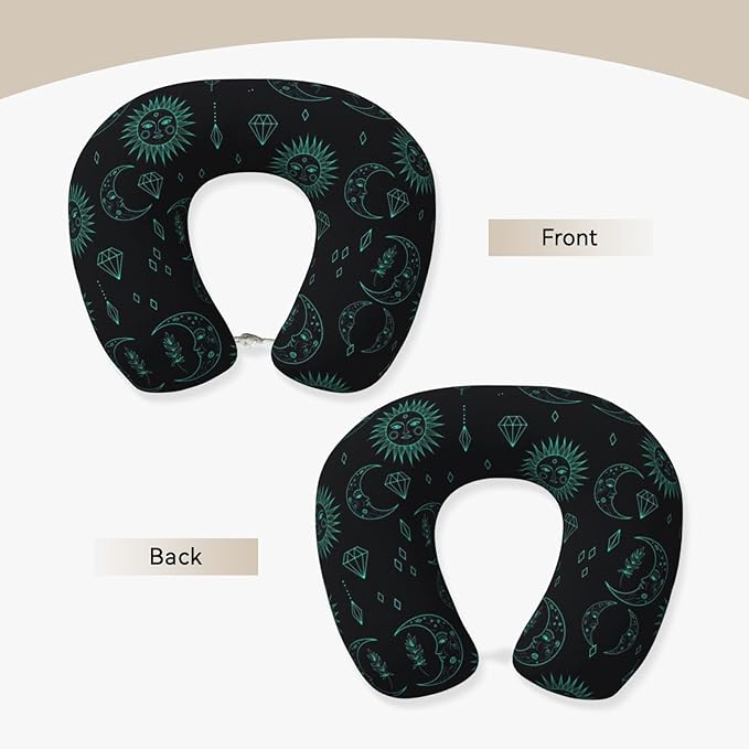 Travel Pillow for Boys and Girls, Comfortable Neck Chin Head Support Cushion Trippy Sun Moon Star, Comfortable for Airplanes Car Sleeping Rest