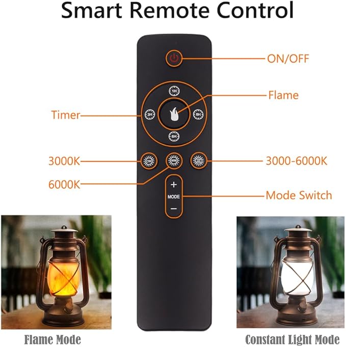 Lantern LED Battery Powered Camping Lamp Outdoor Hanging Rechargeable Lantern Flickering Flame Retro Lanterns Remote Control 4 Modes Light Non-Solar 2 Pack