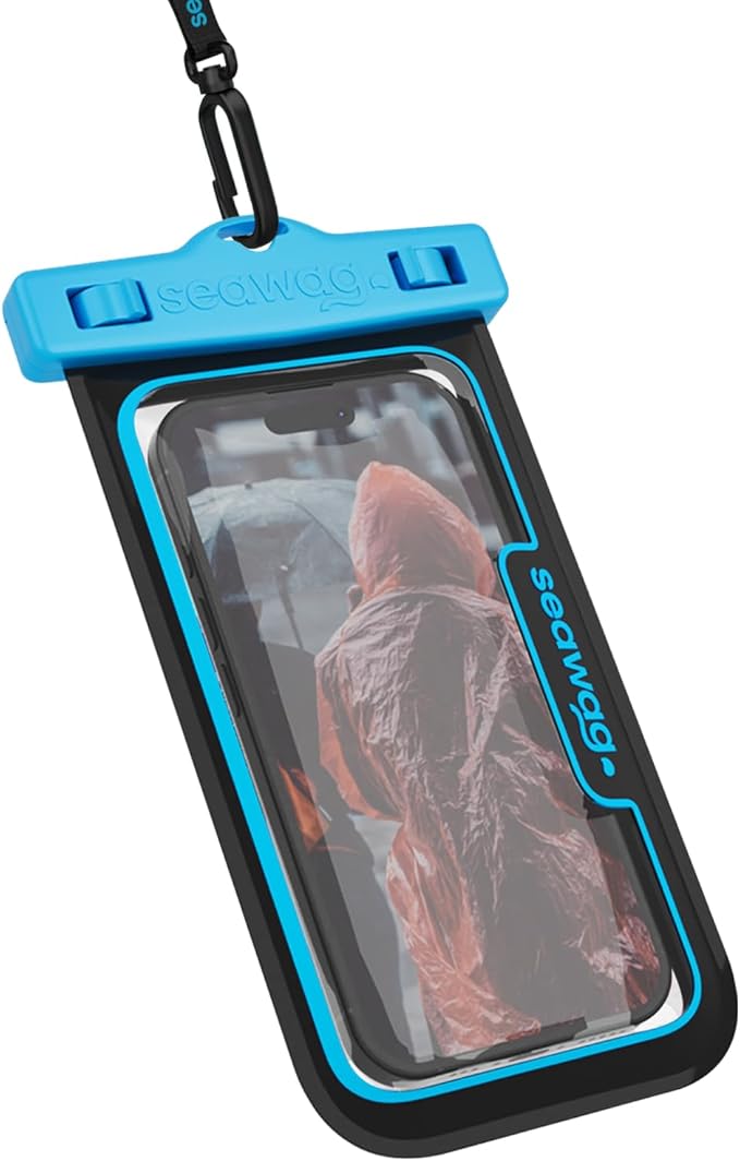 SEAWAG Next Waterproof Phone Case with Lanyard, Floating IPX8 Pouch for iPhone 17 16 Pro Max 15 14 13 12 11 and Samsung Galaxy S25 S24, Beach Cruise Travel Essentials, 1 Pack Blueblack