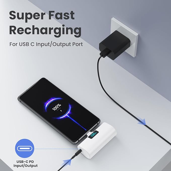 Mini Portable Charger for iPhone 17/16,Upgraded 5500mAh PD USB C Power Bank,Travel Essentials Pocket Phone Charger Battery Pack for iPhone 17/17 Pro Max/16/16 Pro/15 Series,Samsung Galaxy Android etc