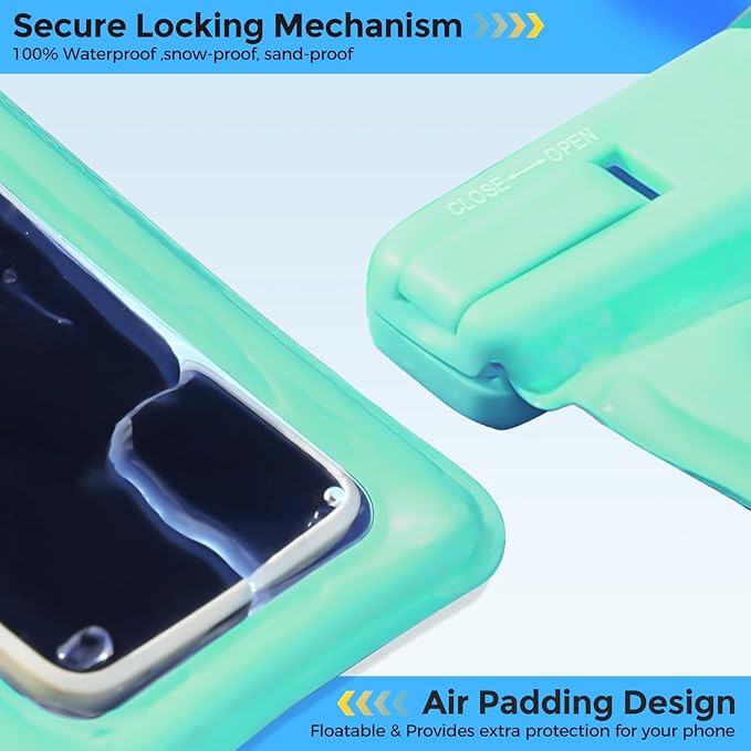 2 Pack ProCase Floating Waterproof Phone Pouch Up to 7", IPX8 Floatable Underwater Phone Case Dry Bag for iPhone 17/Air 16 15 14 13 12 11 Pro Max Xs Max XR X 8 7 Plus SE/Galaxy S24 S23 S22 - BlueGreen