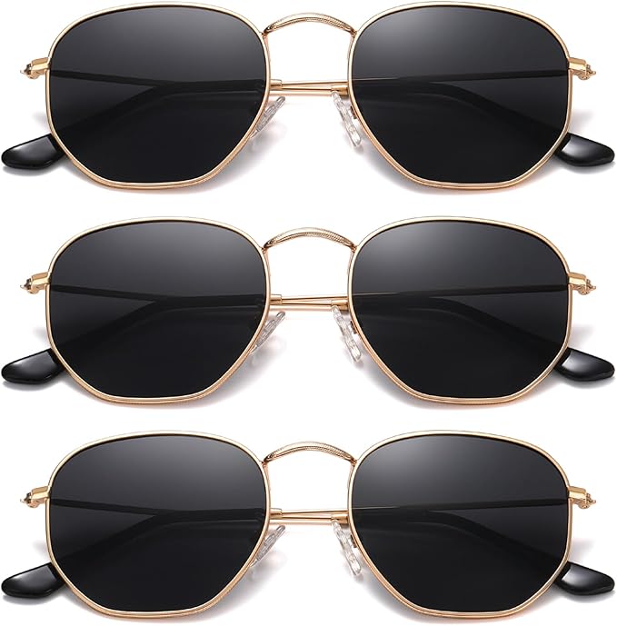 MEETSUN Polarized Hexagon Sunglasses for Women Men Polygon Square Sun Glasses UV400 Protection Metal Frame