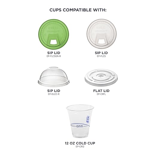 ECO PRODUCTS BlueStripe Recycled 12oz Plastic Cups, Case of 1000, Made from 30% Post-Consumer Recycled Plastic Bottles, Recycled PET (rPET) For Cold Drinks & Snacks, Clear For Visibility