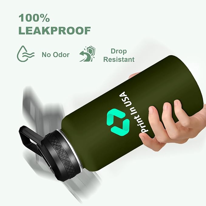 Personalized Custom Print in USA Water Bottle 25Pcs 32oz Stainless Steel Double Wall Coffee Cup with Lid & Straw Insulated Tumbler with Colorful Text Logo Photo