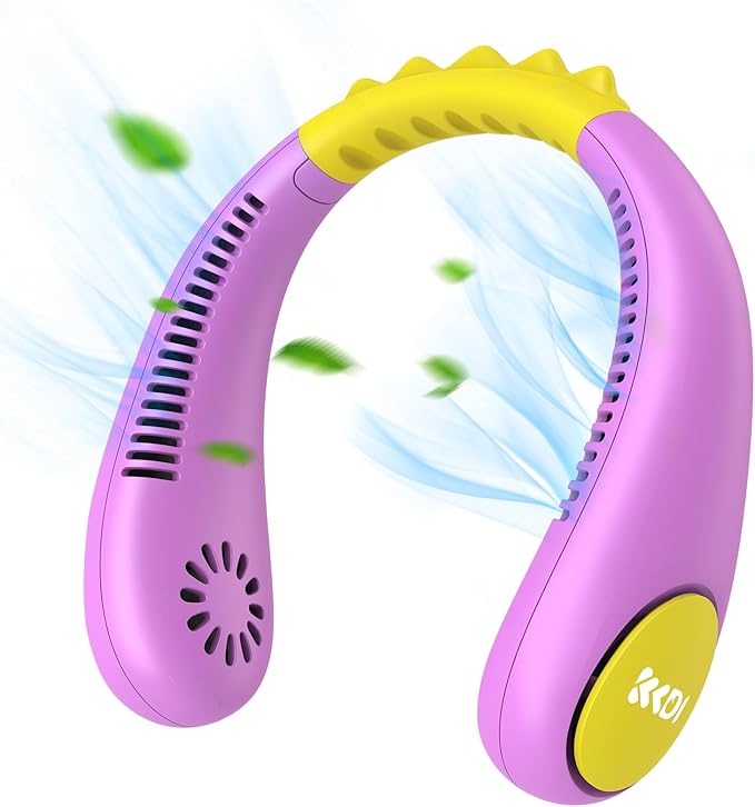 Kids Neck Fan, Portable Bladeless Fans for Kid 4-14Y Girls & Boys, 2600mAh USB Personal Mini Cooling Fan for Travel/Camping/Study, 4 Speeds, Lightweight, Compact, Perfect Summer Gifts for Kids