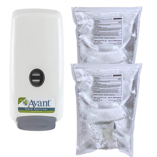 Avant® Fragrance-Free Instant Gel Hand Sanitizer, 2-Pack Pouches with Bonus Sanitizer Dispenser