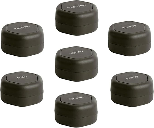 Cadence Travel Containers - Pill Case Set - Magnetic Travel Capsules,Daily Medicine Organizer for Pills, Supplements, & Vitamins - 7 Flex Smalls (0.56oz) for Weekly Pill Organizer - Charcoal