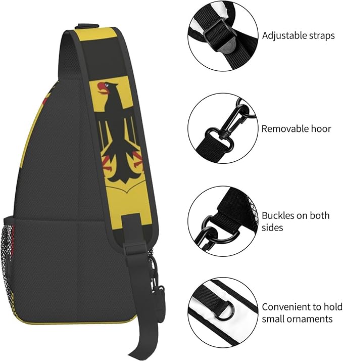 Germany Flag Sling Bag Multipurpose Crossbody Sling Backpack Travel Cycling Hiking Shoulder Bag For Women Men