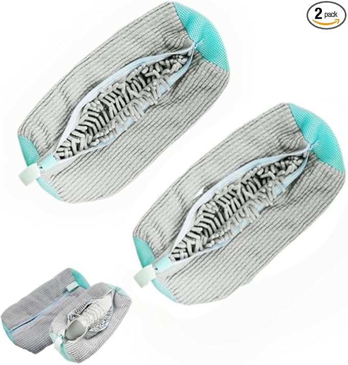 2 Pcs Shoe Washing Machine Bag Reusable Laundry Shoe Bag for Washer and Dryer Durable Shoe Bags for Traveling Tennis Sneaker Shoe Washing Bag ，Grey 2PCS