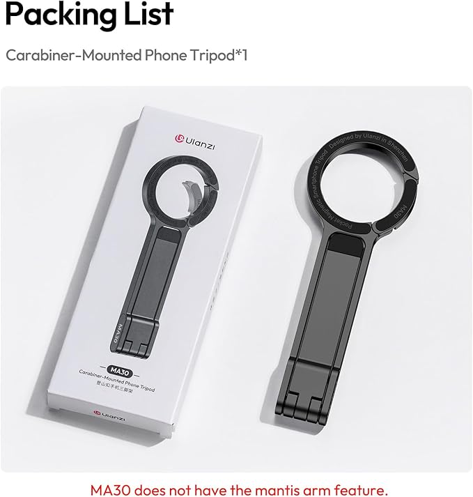 ULANZI MA30 Magnetic Phone Tripod Stand for iPhone - Aluminium Maglock Smartphone Mini Tripod Pocket Cell Phone Stand Strong Magnet Quick Mount Compatible with iPhone 17 16 15 14 13 12 Series, Black