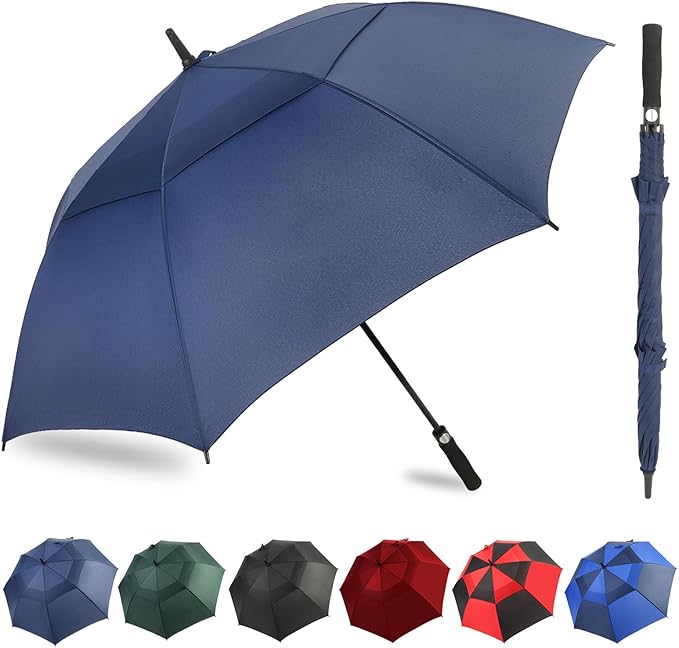 ZDSSM Automatic Open Golf Umbrella, 54/62/68/72 inch Extra Large Oversize Double Canopy Vented Stick Umbrellas, Windproof Waterproof Umbrella for Men And Women